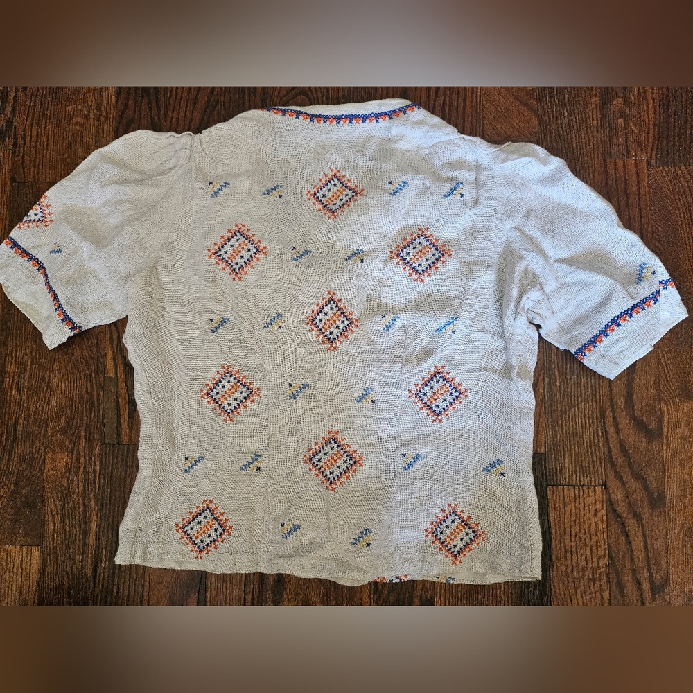 Vintage Embroidered Crop Shirt, Size XS/S - Picture 2 of 6